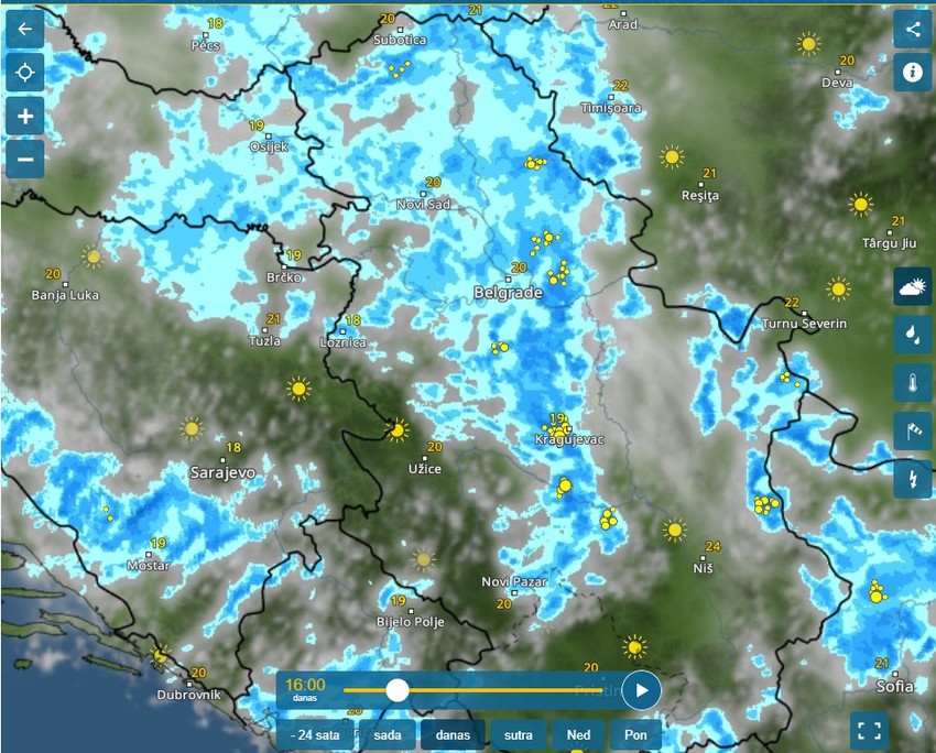 Kišni radar oko 16 sati