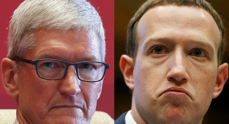 Apple CEO Tim Cook, Facebook CEO Mark Zuckerberg
