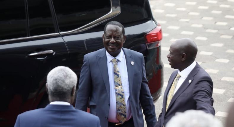 Raila Odinga arriving at KICC for the Africa Climate Summit and was received by DP Rigathi Gachagua