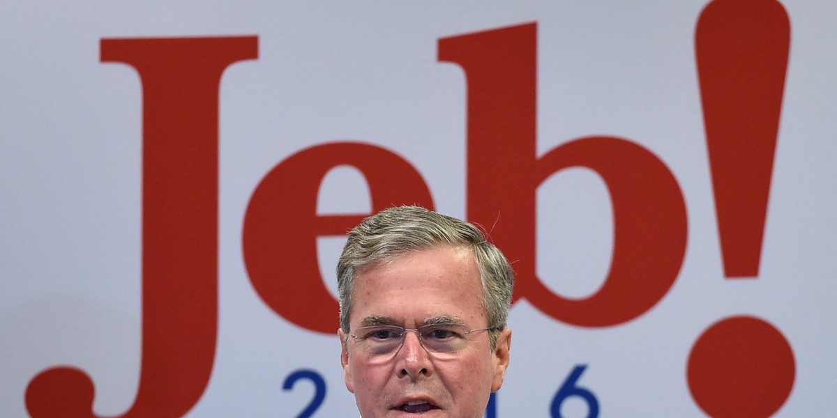 Jeb Bush at a campaign rally at the Veterans Memorial Leisure Services Center on September 17, 2015, in Las Vegas.