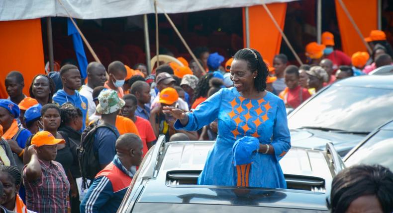 Azimio la Umoja One Kenya alliance presidential running mate Martha Karua during a past rally