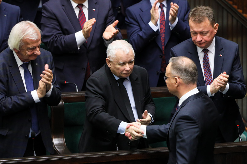 Ryszard Terlecki, Jarosław Kaczyński, Mariusz Błaszczak i Andrzej Duda