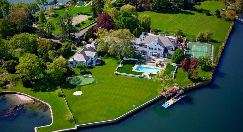 Donald and Ivana Trump's former mansion sits on a six-acre peninsula in Greenwich, Connecticut. They bought the estate for $4 million in the early 1980s.