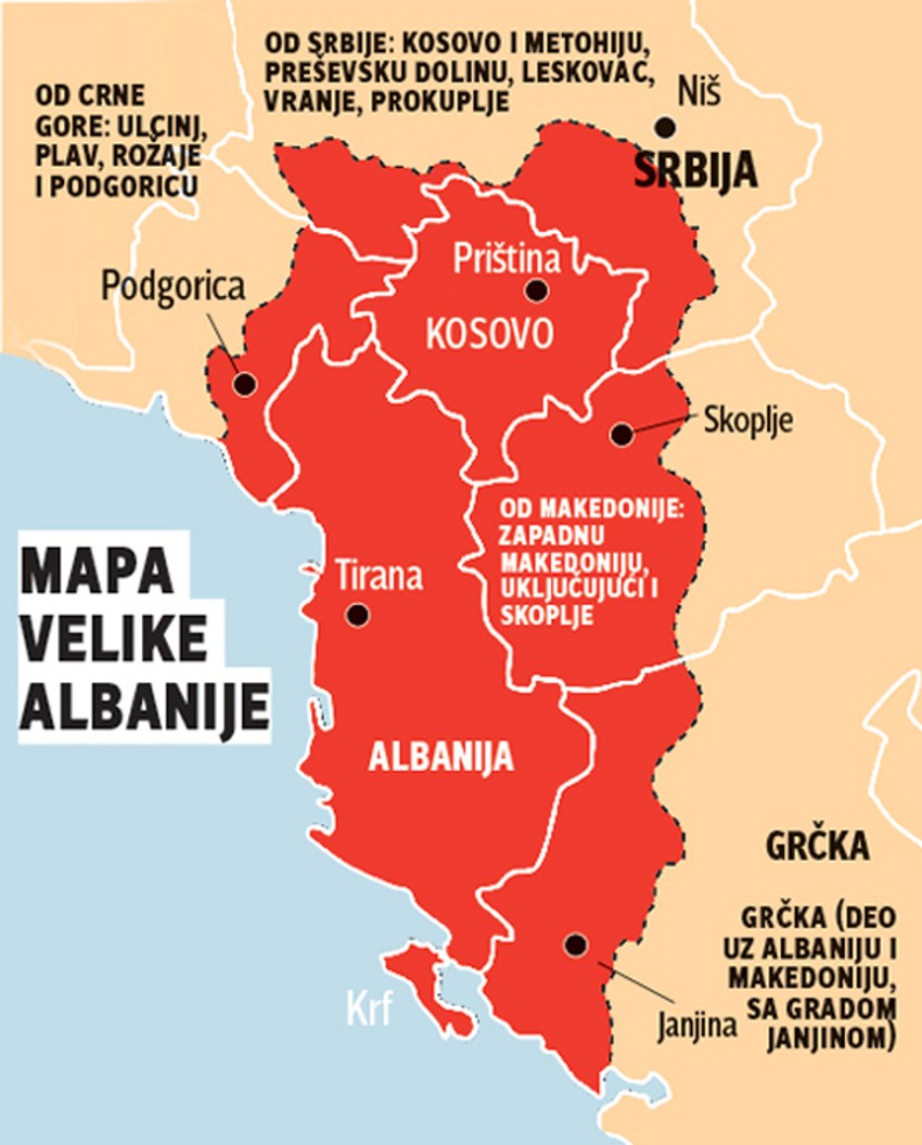Mapa Velike Albanije