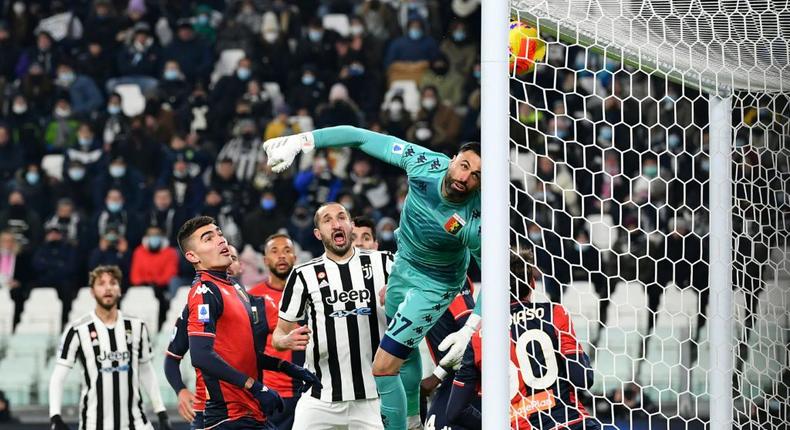 Juan Cuadrado scored straight from a corner as Juventus beat Genoa Creator: Isabella BONOTTO