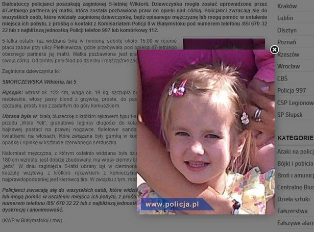 Policjanci odnaleźli zaginioną dziewczynkę. Ukrywała ją matka