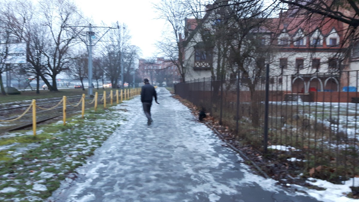 Po niedzielnych opadach deszczu i lekkich przymrozkach szczecińskie ulice i chodniki stały się prawdziwym torem przeszkód. Ratownicy Wojewódzkiej Stacji Pogotowia Ratunkowego w Szczecinie w ciągu dnia wyjeżdżali kilkadziesiąt razy do urazów.