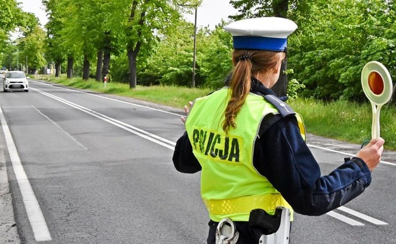 Policja kontroluje kierowcę