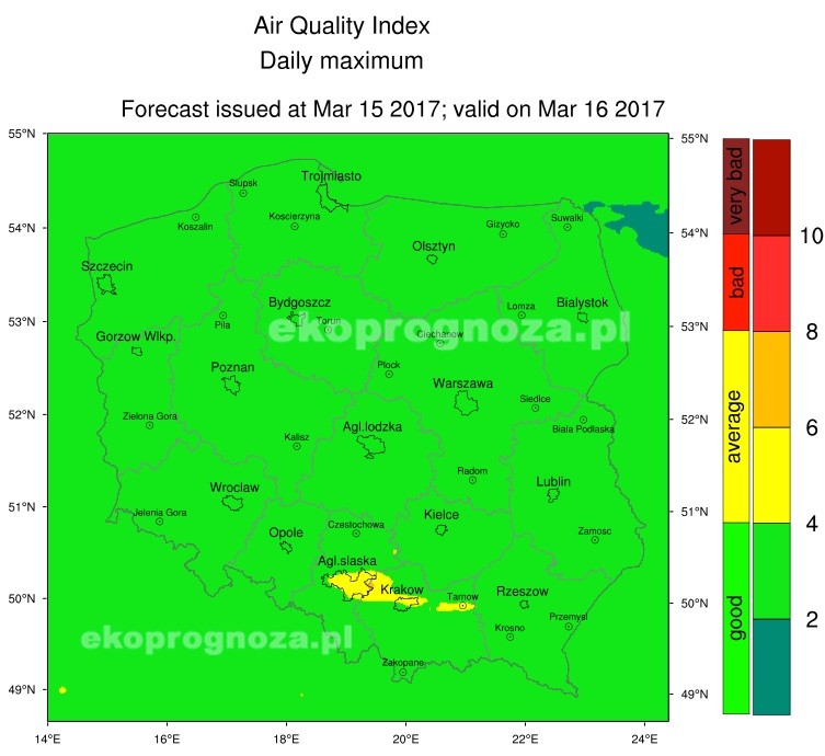 Ekoprognoza na 16 marca 2017r.