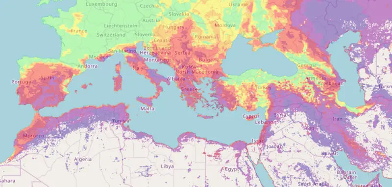 Zagrożenie pożarowe w Europie i Afryce