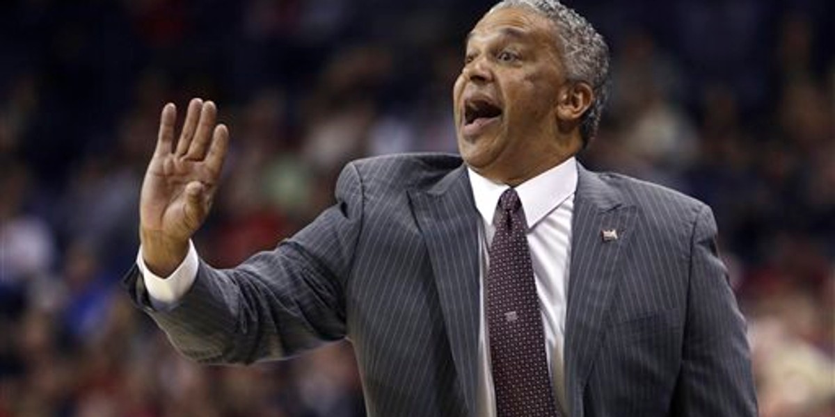 FILE - In this Dec. 7, 2013, file photo, New Mexico State coach Marvin Menzies directs his team against Gonzaga during the first half of an NCAA basketball game in Spokane, Wash. UNLV has moved swiftly to hire a new basketball coach after Chris Beard‘s sudden exit, agreeing to terms with New Mexico State’s Marvin Menzies on a five-year contract on Saturday, April 16, 2016. (AP Photo/Young Kwak, File)