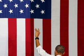 Obama departs after speaking at Hillary for America campaign event at the University of North Florid