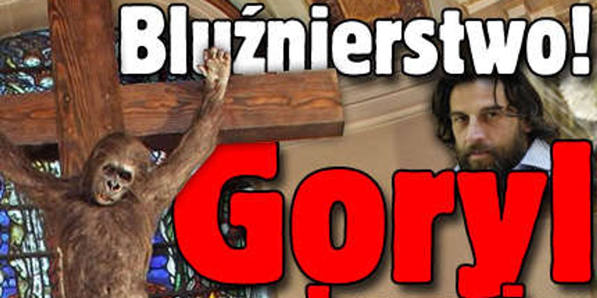 Bluźnierstwo! Goryl na krzyżu