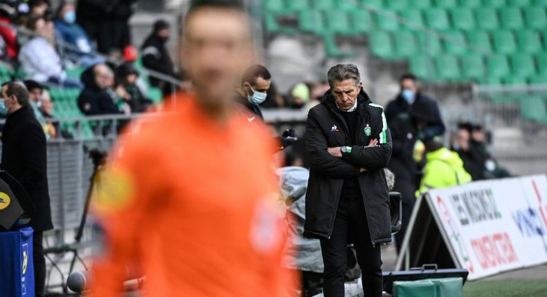 Saint-Etienne coach Claude Puel is under even more pressure after the Ligue 1 tailenders were thrashed 5-0 at home by Rennes Creator: OLIVIER CHASSIGNOLE