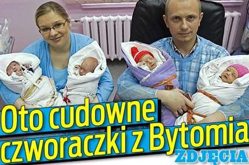 Oto cudowne czworaczki Marchefków z Bytomia 