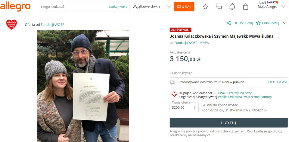 Mowa ślubna Joanny Kołaczkowskiej i Szymona Majewskiego