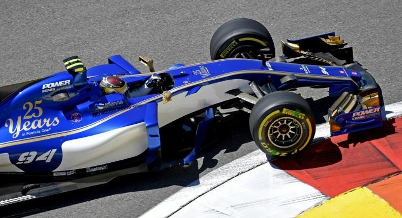 Sauber's German driver Pascal Wehrlein steers his car during the first practice session of the Formula One Russian Grand Prix at the Sochi Autodrom circuit in Sochi on April 28, 2017