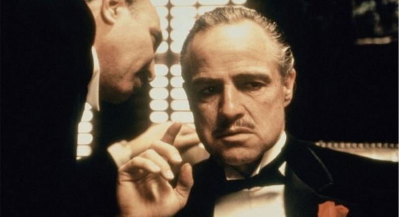 Scene from The Godfather showing Marlon Brando