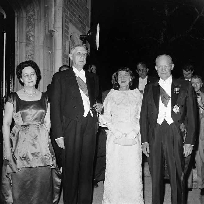 Šarl de Gol sa suprugom Ivon, Dvajtom Ajzenhaureom i njegovom ženom Mimi
