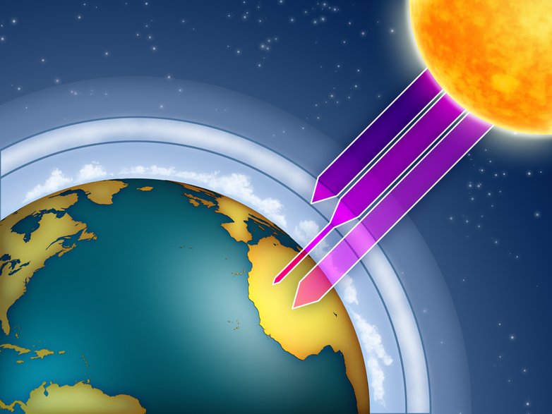 Ozon atmosferyczny filtrujący promieniowanie ultrafioletowe. Grafika: Andrea Danti