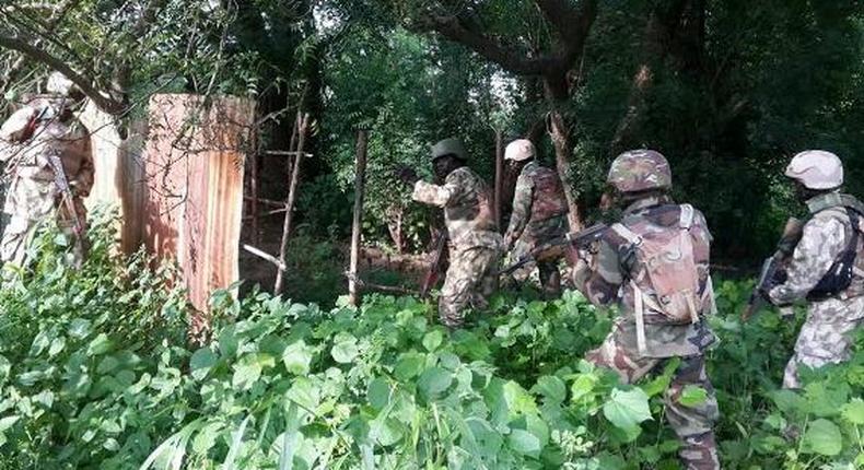 Soldiers clear Boko Haram camps near Sambisa Forest in Borno State