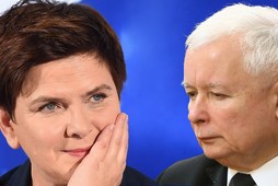 Beata Szydło, Jarosław Kaczyński, kolaż, sondaż, premier