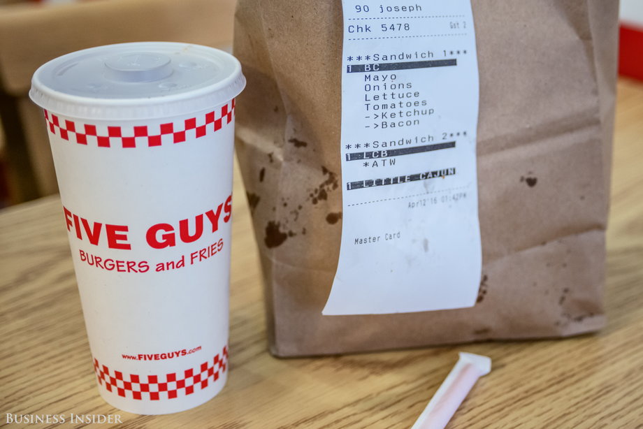 The presentation is certainly no-fuss compared to Smashburger. Just a brown bag dappled with grease is all you're handed when your number is called — no table service here.
