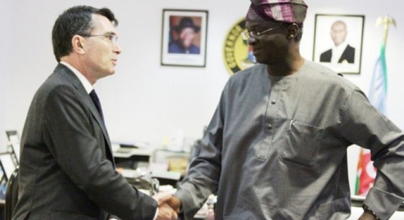 British deputy High commissioner, Martin Uden, during a courtesy visit to Lagos state governor, Babatunde Fashola.