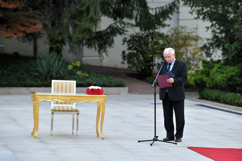 Jarosław Kaczyński podczas zaprzysiężenia