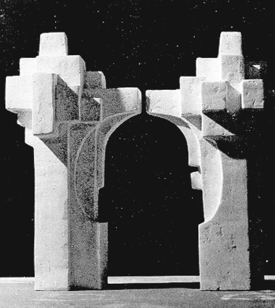 Dveri, deo Spomen-obeležje glinskim žrtvama srušeno je u akciji "Oluja", početkom avgusta 1995. godine (fotografija iz knjige Đure Aralice "Ustaški pokolji Srba u Glini")