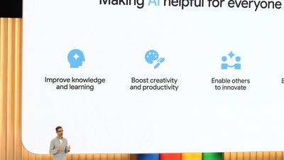 CEO Sundar Pichai speaks at the Google I/O conference.Justin Sullivan/Getty Images