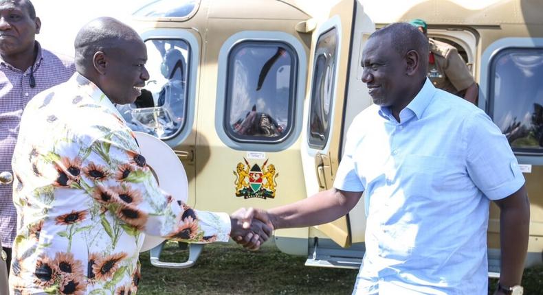 President William Ruto and his deputy Rigathi Gachagua during a trip to Homa Bay