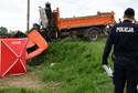Miejsce wypadku, do którego doszło na przejściu kolejowo-drogowym w miejscowości Tryńcza na Podkarpaciu
