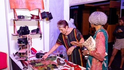 Customers making purchases at the opening of the Lagos Leather Fair 2023.