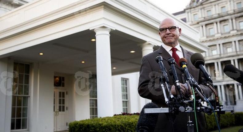 Gen. H.R. McMaster, the national security adviser, talks to reporters at the White House in Washington, May 15, 2017. President Donald Trump revealed highly classified intelligence about an Islamic State plot, according to officials, in a meeting with the Russian foreign minister and ambassador last week. “At no time were any intelligence sources or methods discussed, and no military operations were disclosed that were not already known publicly, McMaster said about the issue. 