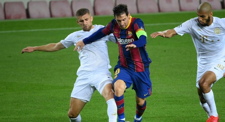 Lionel Messi scored Barcelona's first goal against Ferencvaros on Tuesday in the Champions League.