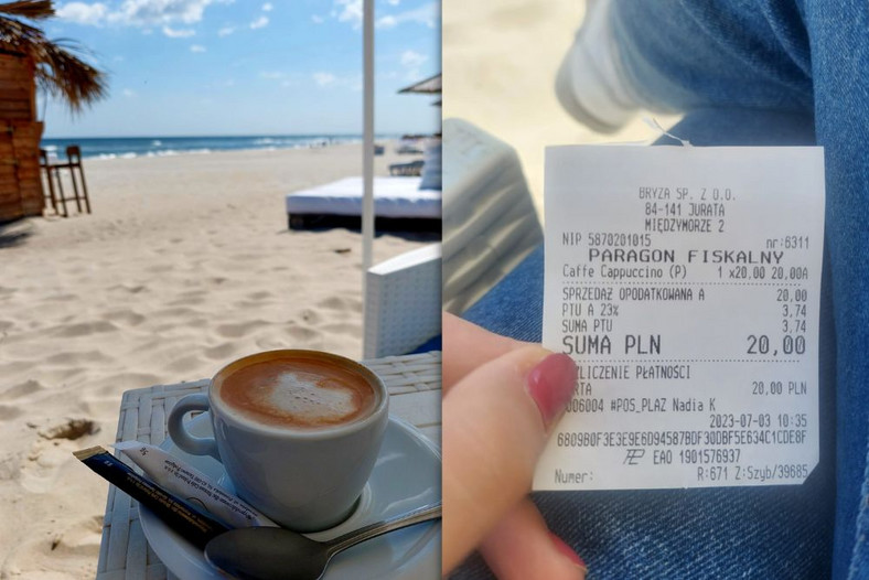 Kawa z widokiem na plażę w Juracie