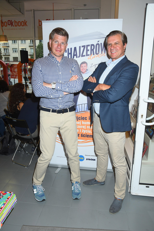 Filip Chajzer i Zygmunt Chajzer na promocji swojej książki "Chajzerów dwóch"