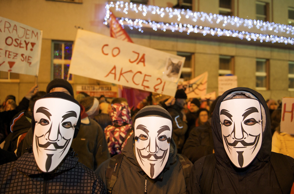 Protest przeciwko ACTA w Gdyni, Fot. PAP/Adam Warżawa