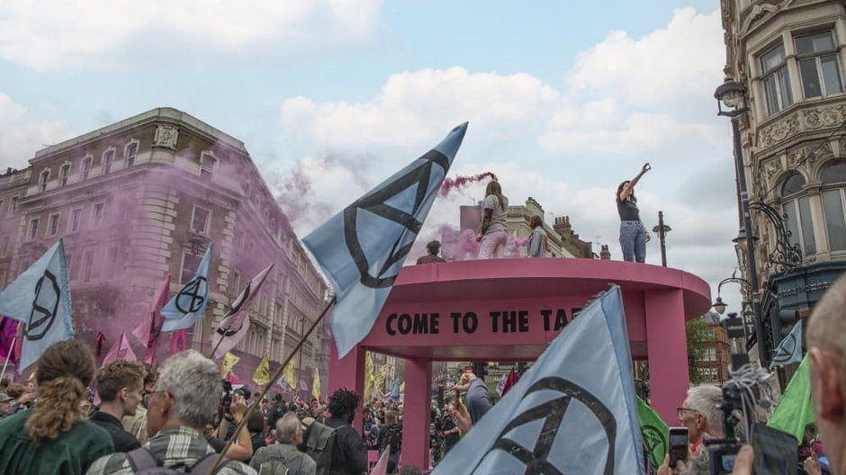 Protest w centrum Londynu. Materiały prasowe Extinction Rebellion/Guy Reece 