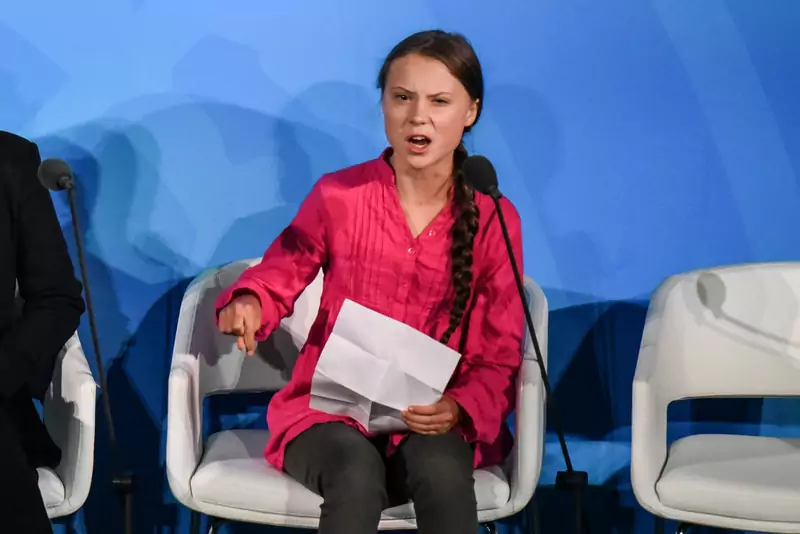 Greta Thunberg podczas szczytu klimatycznego w Nowym Jorku / Stephanie Keith / GettyImages 