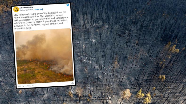 Ekstremalne pożary trawią od wielu tygodni Kanadę (screen: Twitter.com/AlbertaWildfire)