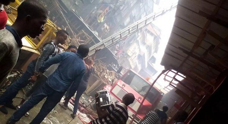 Scores feared dead as fire guts plaza in popular Balogun Market in Lagos