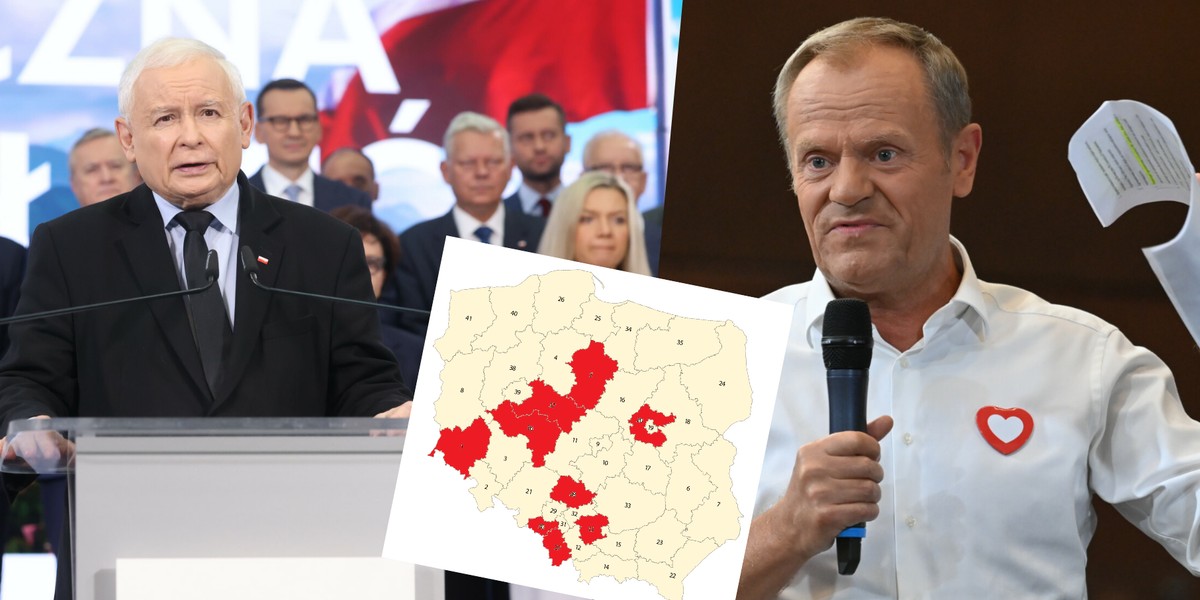 W 2019 r w polskich swing states zdecydowanie wygrał PiS W latach 2007-2011 triumfowała tam PO.