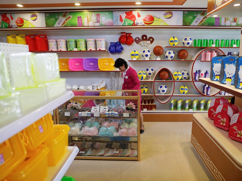 A shop in Ryomyong Street, a new development area in Pyongyang that has become a symbol of North Korea's economic progress