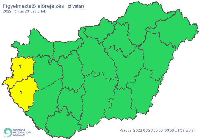 Felhőszakadás miatti előrejelzés / Kép: Met.hu