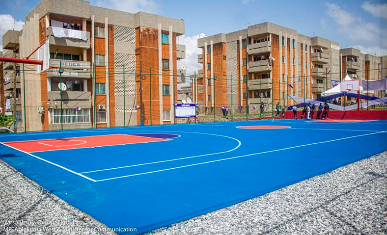 Ursula commissions basketball court at Dansoman SSNIT Flats