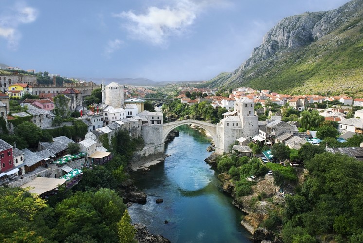 Mostar, panorama Starego Miasta, autor: Ramirez, licencja: Creative Commons Attribution-Share Alike 3.0 Unported, 2.5 Generic, 2.0 Generic and 1.0 Generic
