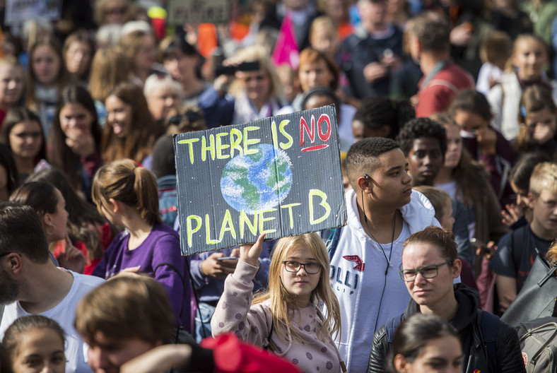 Protest klimatyczny we Frankfurcie w Niemczech, wrzesień 2019 r.