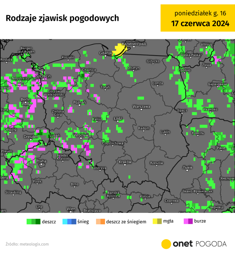 Na zachodzie i w centrum możliwe są dziś burze